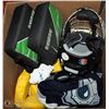 Image 1 : BOX WITH ASSORTED MISC. INCL KIDS LIFE JACKETS,