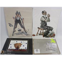 LOT OF 4 PRINTS INCL NORMAN ROCKWELL, THOMAS