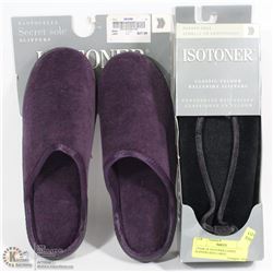 2 PAIR OF ISOTONER LADIES SLIPPERS SIDE LARGE