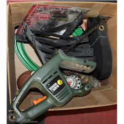 BOX OF HARDWARE INCL TRIMMER, SOME NEW ITEMS