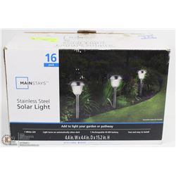 16PK MAINSTAYS STAINLESS STEEL SOLAR LIGHTS
