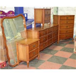 4 PC WOOD FRENCH PROVINCIAL BEDROOM SET , DRESSERS