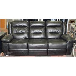 BLACK LEATHERETTE RECLINING SOFA