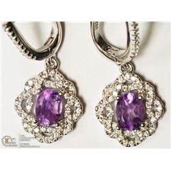 2- ST. SILVER AMETHYST & CUBIC ZIRCONIA EARRING