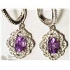 Image 1 : 2- ST. SILVER AMETHYST & CUBIC ZIRCONIA EARRING