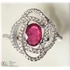 Image 1 : 3- STERLING SILVER RUBY & CUBIC ZIRCONIA RING
