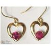 Image 2 : 5- 14KT YELLOW GOLD RUBY HEART SHAPED EARRING