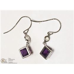 6- 10KT WHITE AMETHYST & MOONSTONE EARRINGS