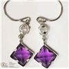 Image 2 : 6- 10KT WHITE AMETHYST & MOONSTONE EARRINGS