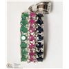 Image 1 : 7- STERLING SILVER SAPPHIRE,EMERALD & RUBY PENDANT