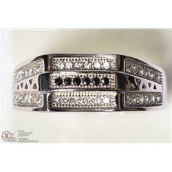 8- ST. SILVER BLACK & WHITE CUBIC ZIRCONIA RING