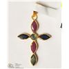 Image 1 : 10- 18KT YELLOW GOLD RUBY & SAPPHIRE PENDANT