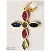 Image 2 : 10- 18KT YELLOW GOLD RUBY & SAPPHIRE PENDANT