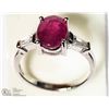 Image 2 : 11- STERLING SILVER RUBY RING SIZE 7