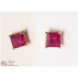 12- 14KT YELLOW GOLD RUBY EARRING