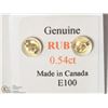 Image 3 : 12- 14KT YELLOW GOLD RUBY EARRING
