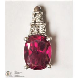 14- STERLING SILVER RUBY & DIAMOND PENDANT