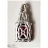 Image 3 : 14- STERLING SILVER RUBY & DIAMOND PENDANT