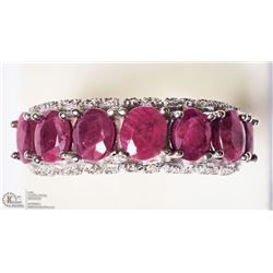 15- ST. SILVER RUBY& CUBIC ZIRCONIA RING SIZE 7
