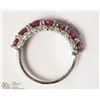 Image 2 : 15- ST. SILVER RUBY& CUBIC ZIRCONIA RING SIZE 7