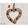 Image 2 : 16- 18KT YELLOW GOLD SAPPHIRE & GOLD HEART PENDANT