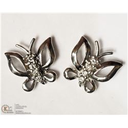 17- STERLING SILVER DIAMOND BUTTERFLY EARRINGS