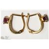 Image 2 : 18- 14KT YELLOW GOLD RUBY HOOP EARRINGS