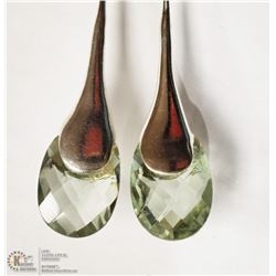 19- STERLING SILVER GREEN AMETHYST EARRINGS