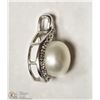 Image 2 : 20- ST. SILVER FRESHWATER PEARL&DIAMOND PENDANT