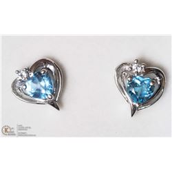 22- 14KT Y. GOLD BLUE TOPAZ HEART SHAPED EARRINGS