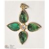 Image 1 : 24- 14KT YELLOW GOLD  EMERALD & DIAMOND PENDANT