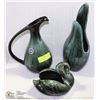 Image 1 : 11) 3PCS OF BLUE MOUNTIAN POTTERY