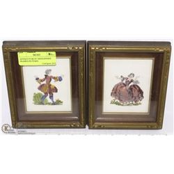 ANTIQUE PAIR OF NEEDLEPOINT FRAMED PICTURES