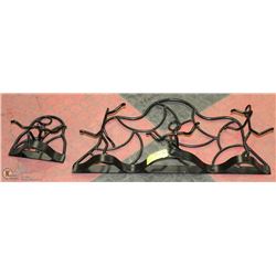 2 WROUGHT IRON WALL COAT HANGERS