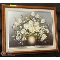 FRAMED FLOWER PICTURE 21"X25"