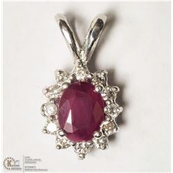 27- 14KT WHITE RUBY & DIAMOND PENDANT