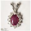 Image 1 : 27- 14KT WHITE RUBY & DIAMOND PENDANT