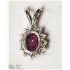 Image 2 : 27- 14KT WHITE RUBY & DIAMOND PENDANT