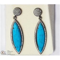 31- ST. SILVER GPL TURQUOISE &CUBIC EARRINGS