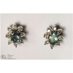 38- 14KT WHITE ALEXANDRITE & DIAMOND EARRINGS