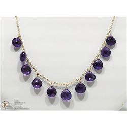 44- 10KT YELLOW GOLD  AMETHYST NECKLACE