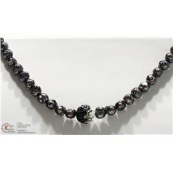 45- STERLING SILVER PEARL W/CRYSTAL BALLS NECKLACE