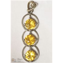 46- 14KT YELLOW GOLD SAPPHIRE & DIAMOND PENDANT
