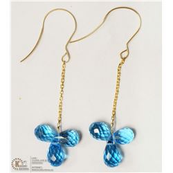 47- 14KT YELLOW GOLD BLUE TOPAZ EARRING