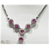 Image 1 : 48- STERLING SILVER RUBY & CUBIC ZIRCONIA NECKLACE