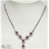 Image 2 : 48- STERLING SILVER RUBY & CUBIC ZIRCONIA NECKLACE