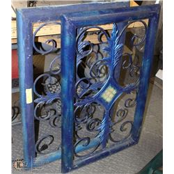 2 BLUE WROUGHT IRON WALL HANGINGS