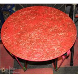 PINK WROUGHT IRON GLASS ROUND TABLE 28"X21"H