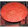 Image 1 : PINK WROUGHT IRON GLASS ROUND TABLE 28"X21"H