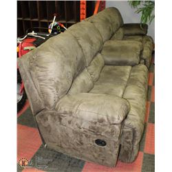GREEN MICROFIBRE RECLINING LOVESEAT X2